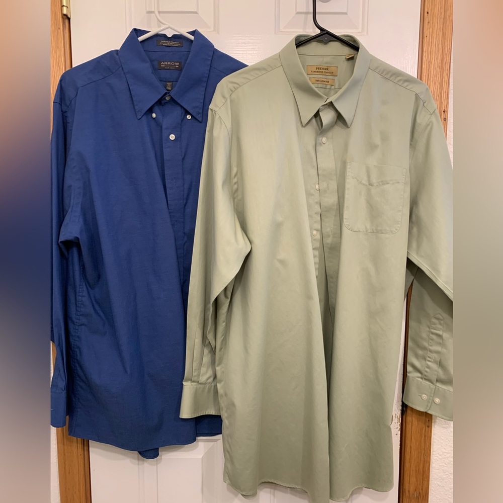 2pack Men’s long sleeve button down dress shirt XL 17.5 34/35 EUC bundle